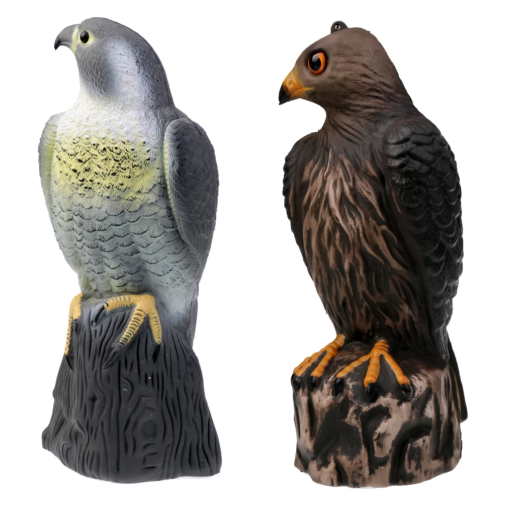 2 Pcs / Set 3D Standing Hunting Decoy Large Realistic Eagle Hawk Hunting Decorative Pest Bird Scarer Outdoor Garden Decor 2 Pcs / Set 3D Standing Hunting Decoy Large Realistic Eagle Hawk Hunting Decorative Pest Bird Scarer Outdoor Garden Decor