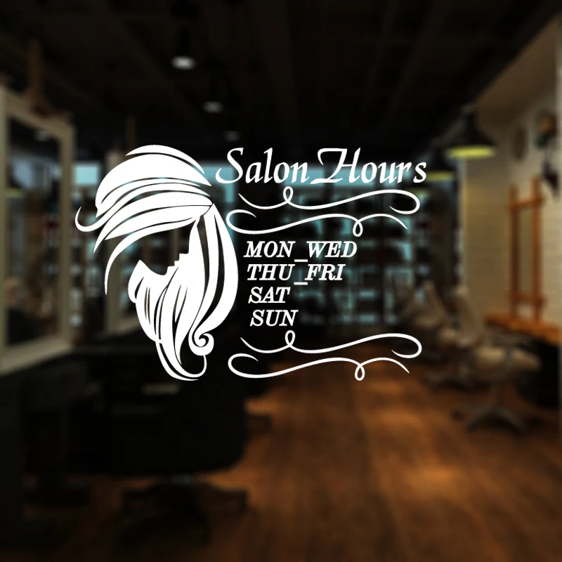 Hair Salon Sticker Beauty Decal Haircut Name Posters Time Hour Vinyl Wall Art Decals Decor Decoration Mural Salon Sticker M0026