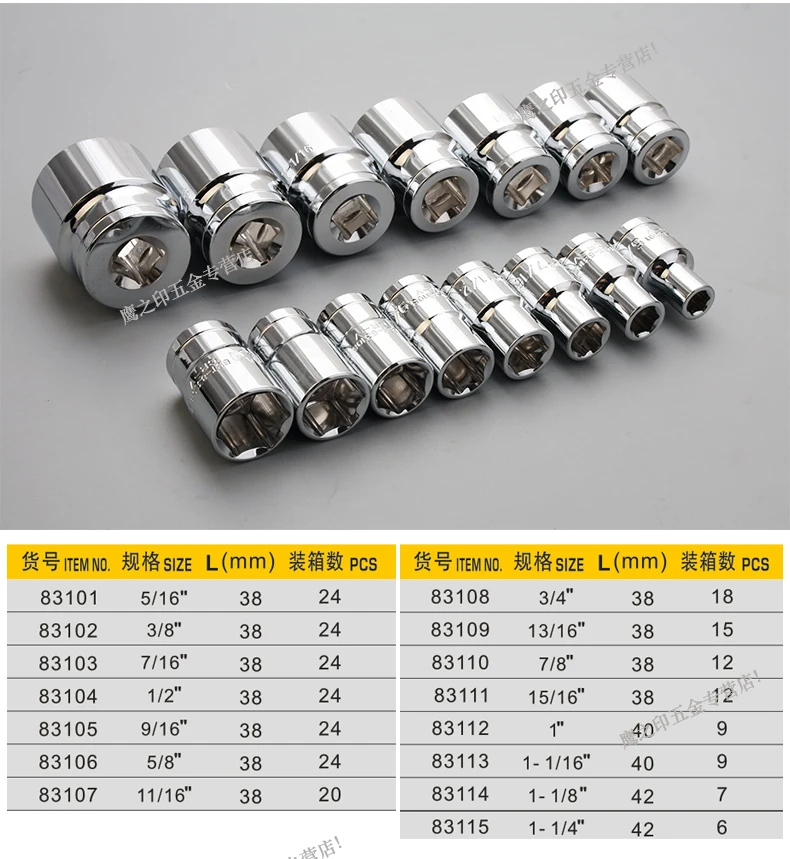 BESTIR TOOL 12.5mm 1/2" dr. 6pt sae/inches socket wrenches 50BV30 chromium vanadium steel mirror thin design
BESTIR TOOL 12.5mm 1/2" dr. 6pt sae/inches socket wrenches 50BV30 chromium vanadium steel mirror thin design