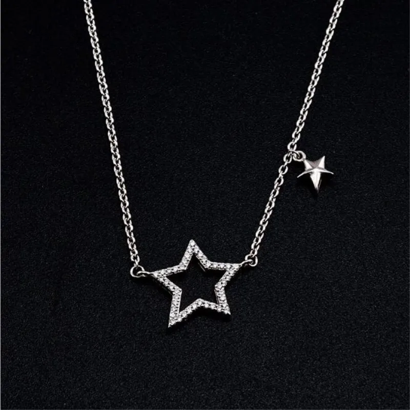 Фото Temperament Fashion Microstrip Star Necklace Pendant 925 Sterling Silver Jewelry Not Allergic Exquisite Necklaces N070 | Украшения и