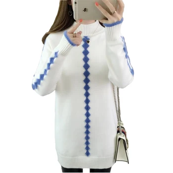 Fashion Long Sweater Women 2019 Autumn Winter High collar Long sleeve Hairy Jacquard Knit Pullover female Thick Warm Sweaters
Fashion Long Sweater Women 2019 Autumn Winter High collar Long sleeve Hairy Jacquard Knit Pullover female Thick Warm Sweaters