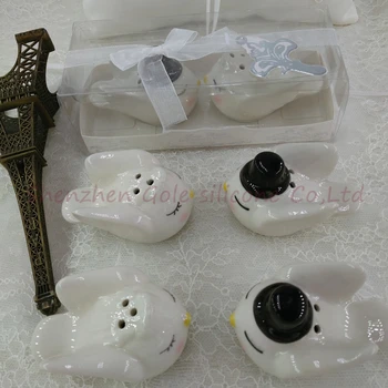 

50Sets/Lot Bridal Favors Angel Bird Ceramic Salt And Pepper Shaker Useful Wedding Souvenirs Wedding Gift for Guests