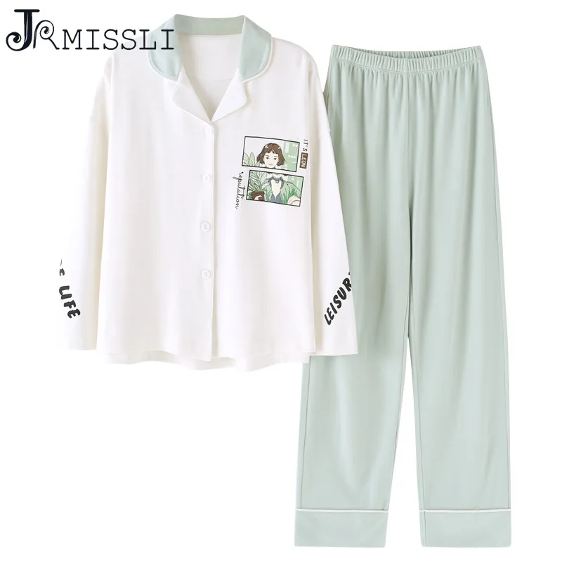 JRMISSLI Spring Women Pajamas Set Pyjamas Cotton Sleepwear Women Night Suit Tracksuit Home Clothing For Female
JRMISSLI Spring Women Pajamas Set Pyjamas Cotton Sleepwear Women Night Suit Tracksuit Home Clothing For Female