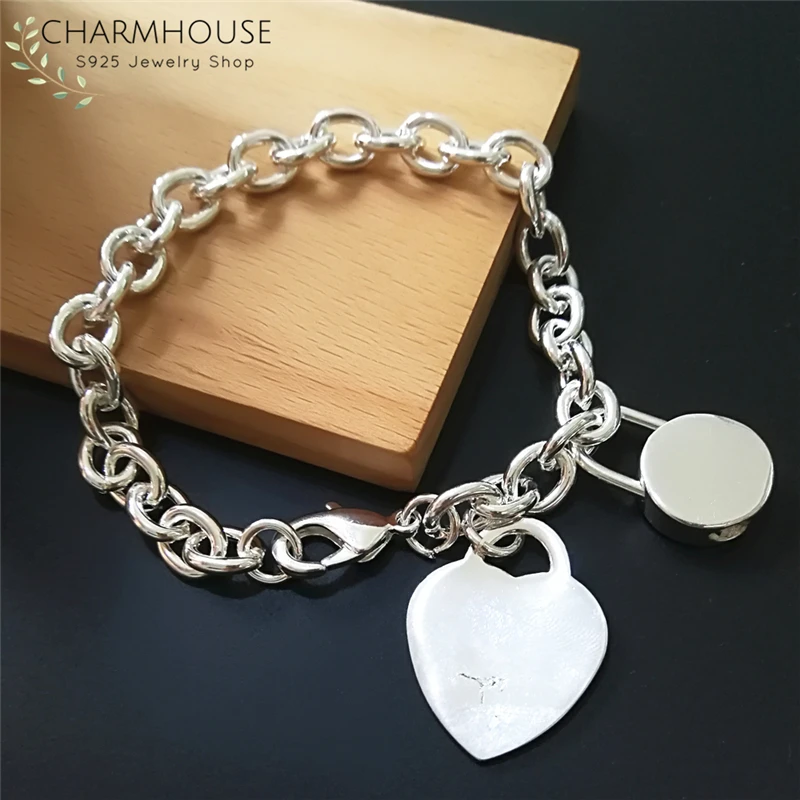 Solid Silver Jewelry 925 Silver Bracelets For Women Heart & Lock Tag Charm Bracelet Bangles Wristband Pulseira Wedding Jewelry
Solid Silver Jewelry 925 Silver Bracelets For Women Heart & Lock Tag Charm Bracelet Bangles Wristband Pulseira Wedding Jewelry