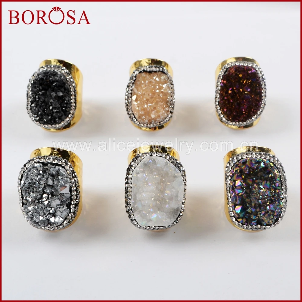 Модные гальванизированные кольца BOROSA, 5/10 шт., бриллиантовое кольцо, титановая Друза, Золотое кольцо, ювелирные изделия для женщин
Модные гальванизированные кольца BOROSA, 5/10 шт., бриллиантовое кольцо, титановая Друза, Золотое кольцо, ювелирные изделия для женщин