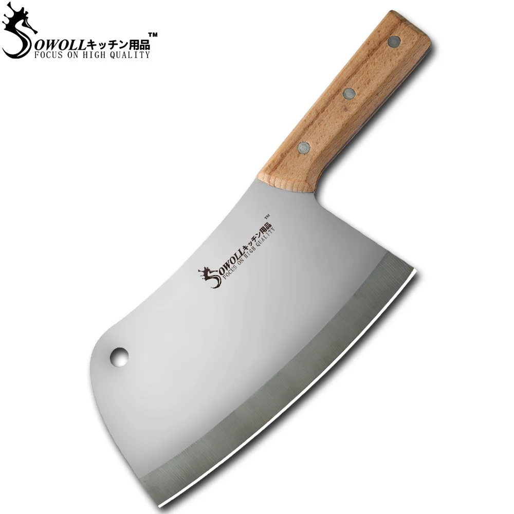 SOWOLL Chinese Chopping Knife 7.5 Inch Kitchen Cooking Knives High Carbon Steel Chef Knife Wooden Handle For Cutting Bones Meats
SOWOLL Chinese Chopping Knife 7.5 Inch Kitchen Cooking Knives High Carbon Steel Chef Knife Wooden Handle For Cutting Bones Meats