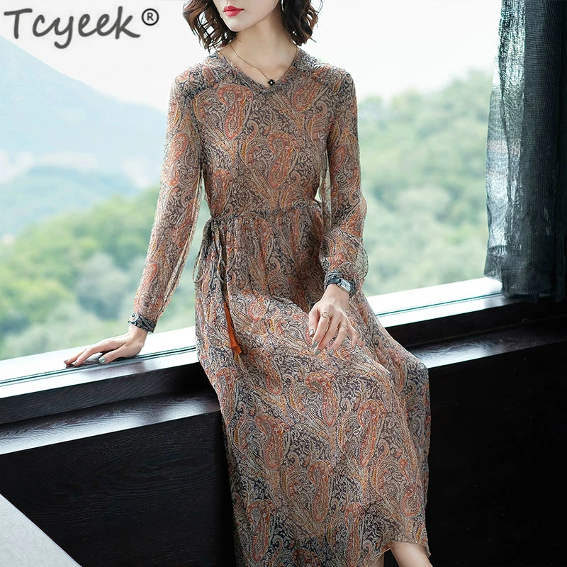 Tcyeek Long Summer Dress Women 100% Real Silk Dress Elegant Floral Beach Dresses Casual Plus Size Vestidos De Festa 2019 LWL1818
Tcyeek Long Summer Dress Women 100% Real Silk Dress Elegant Floral Beach Dresses Casual Plus Size Vestidos De Festa 2019 LWL1818