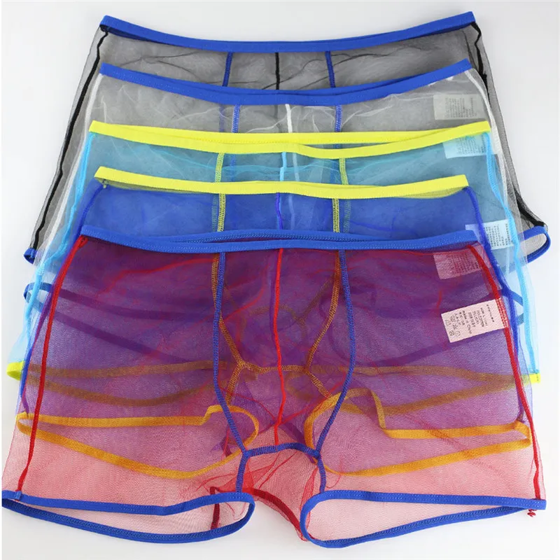 5PCS/Lot Sexy Mens Boxer Underwear Men Gay Boxers Homme Fashion Male Underpants Ropa Interior Hombre Transparent Mesh | Мужская одежда
