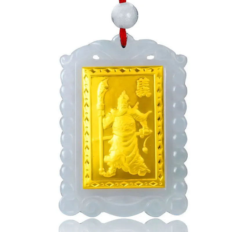 RADHORSE Gold inlaid jade Guan Gong pendant natural Hetian white jade inlaid with jade character Guan Gong Pendant
RADHORSE Gold inlaid jade Guan Gong pendant natural Hetian white jade inlaid with jade character Guan Gong Pendant