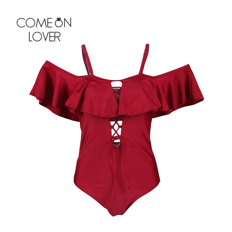 Comeonlover Monokini Swimwear Solid Off Shoulder Bodysuits Ruffle S-XL Summer Bodysuit Beach Style One Piece Swimsuit DYE3186
Comeonlover Monokini Swimwear Solid Off Shoulder Bodysuits Ruffle S-XL Summer Bodysuit Beach Style One Piece Swimsuit DYE3186