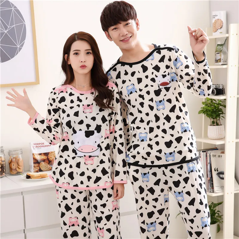 2019 New Couple Cotton Home Suit Autumn and Winter Long-sleeved Pajamas Lovers Set Cow Pattern Women's Sleepwear - 5104
2019 New Couple Cotton Home Suit Autumn and Winter Long-sleeved Pajamas Lovers Set Cow Pattern Women's Sleepwear - 5104
