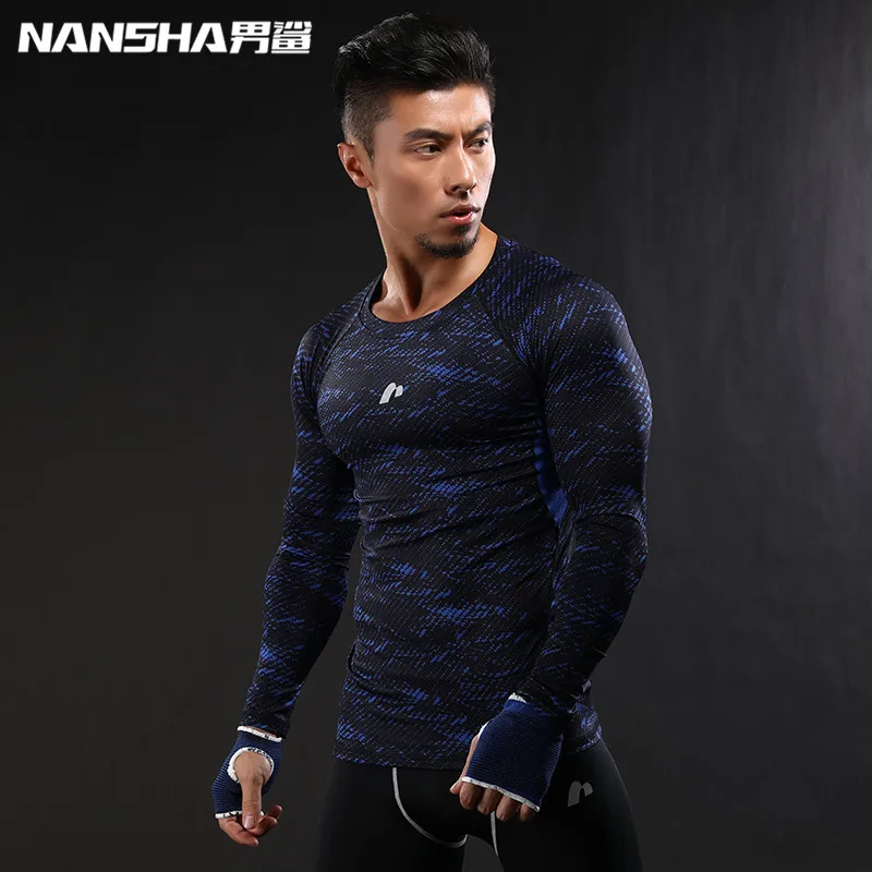Image 2017 Newest 3D Print Long Sleeve T Shirt Fitness Men Bodybuilding Crossfit NANSHA Brand Compression Shirts Clothing M XXL