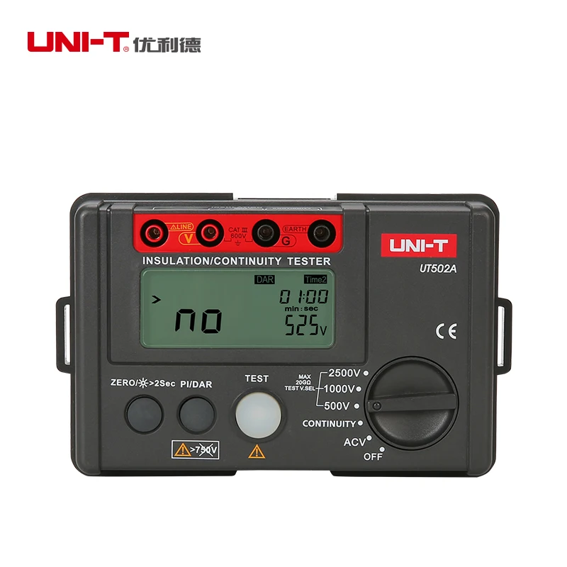 UNI-T UT502A Insulation Resistance Megohmmeter Voltmeter 2500V Test Continuity Tester w/LCD Backlight
UNI-T UT502A Insulation Resistance Megohmmeter Voltmeter 2500V Test Continuity Tester w/LCD Backlight