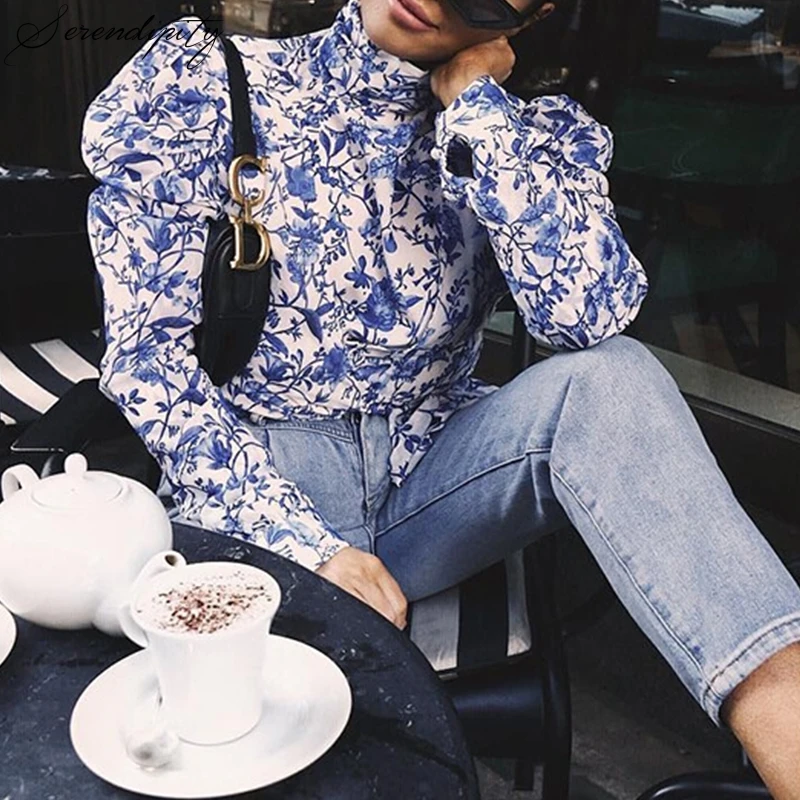 SRDP Chiffon ruffles backless blouse shirt China style print puff long sleeve shirts Female lace up summer autumn blouse top
SRDP Chiffon ruffles backless blouse shirt China style print puff long sleeve shirts Female lace up summer autumn blouse top