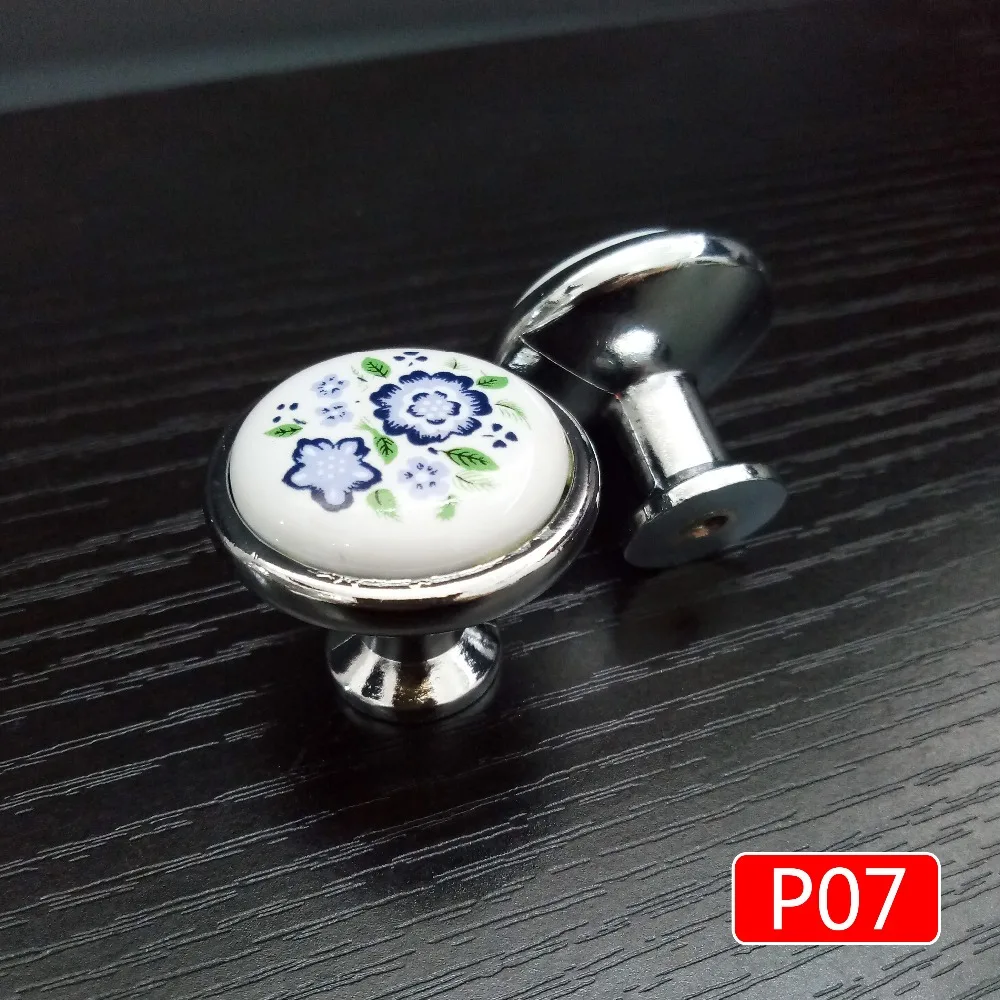 P07白色印花系列单孔陶瓷拉手=主图03