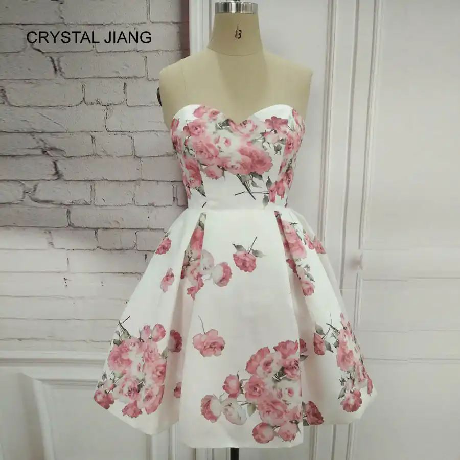 white floral cocktail dress