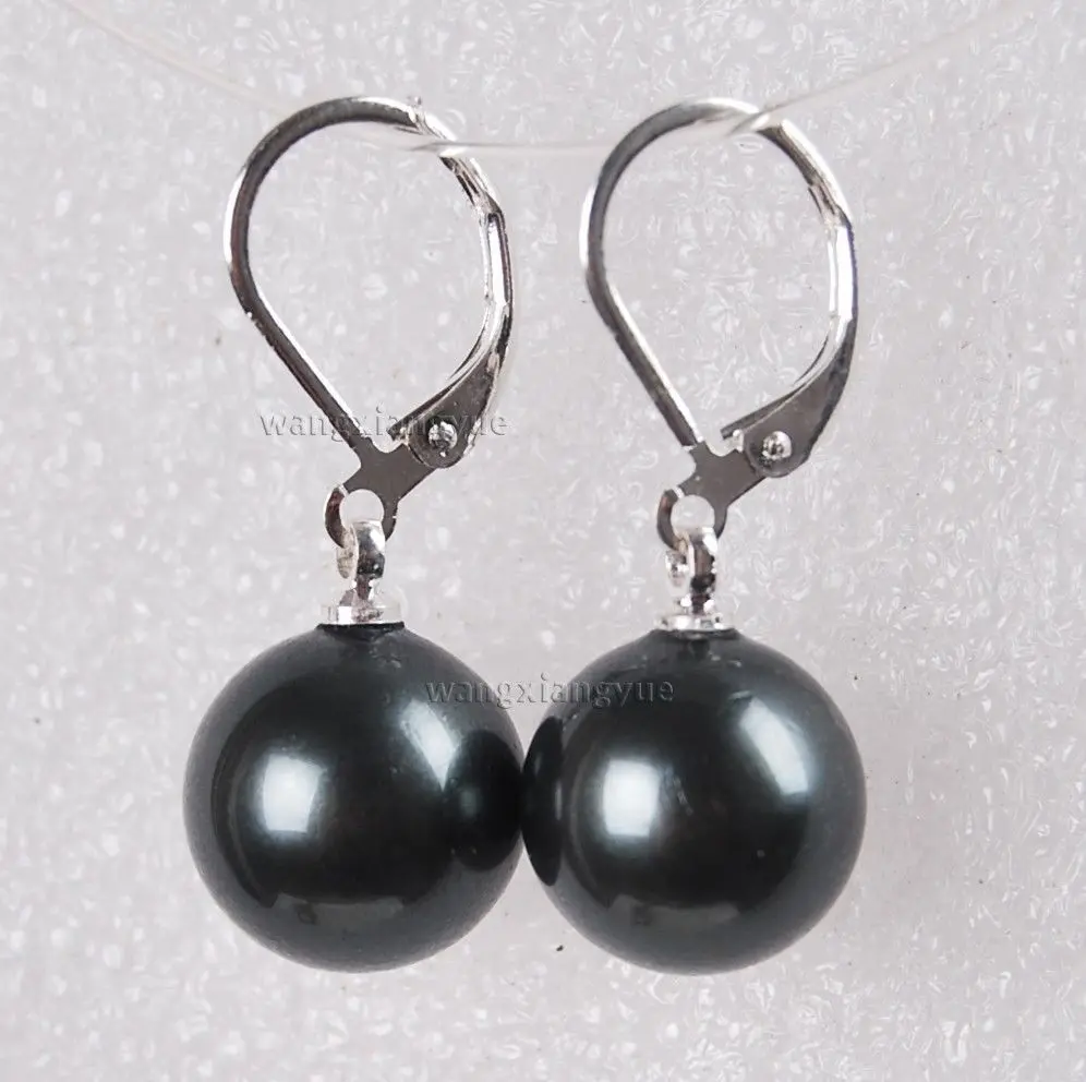 FREE SHIPPING 12mm Black south sea shell pearl Silver Plated Hook dangle earrings AAA Grade
FREE SHIPPING 12mm Black south sea shell pearl Silver Plated Hook dangle earrings AAA Grade