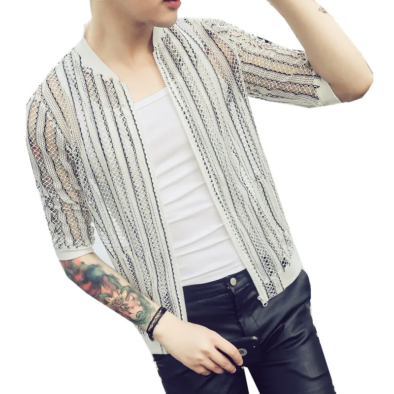 Plus Size Jacket Men Summer 2019 Thin Slim Fit Hollow Breathable Bomber Jacket Half Sleeve Striped Sun Protection Clothing 5XL-M
Plus Size Jacket Men Summer 2019 Thin Slim Fit Hollow Breathable Bomber Jacket Half Sleeve Striped Sun Protection Clothing 5XL-M