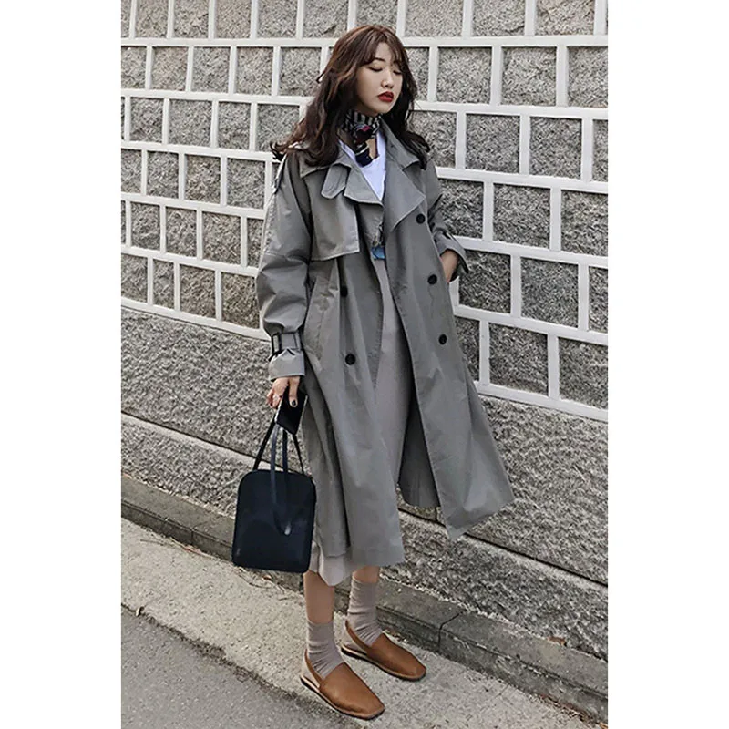 Women's Long Coat 2019 New Fashion Long-Sleeved Double-Breasted Lace-up Windbreaker Spring Autumn Loose Casual Jacket A244
Women's Long Coat 2019 New Fashion Long-Sleeved Double-Breasted Lace-up Windbreaker Spring Autumn Loose Casual Jacket A244