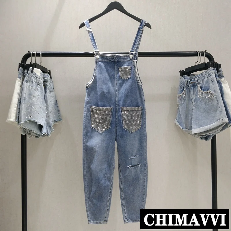 European High Waist Cowboy Pants Women 2019 Spring and Summer Hot Drill Jumpsuit Broken Hole Denim Overall Rompers
European High Waist Cowboy Pants Women 2019 Spring and Summer Hot Drill Jumpsuit Broken Hole Denim Overall Rompers