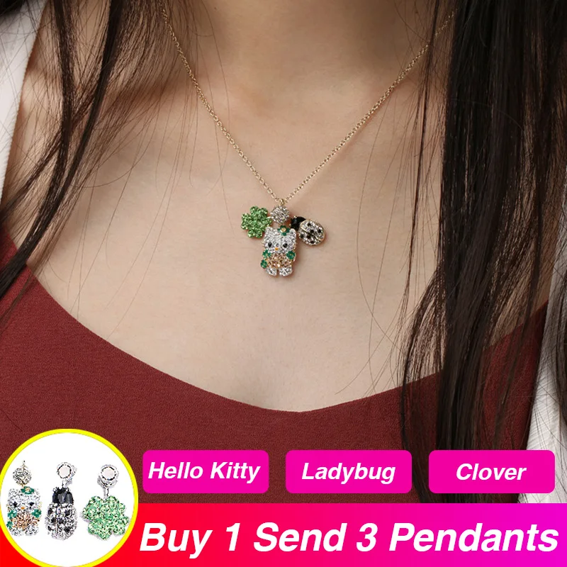 Tisvina HelloKitty Ladybug Clover Pendant Necklaces for Women 925 sterling silver 3 in 1 Chain Necklace Jewelry Gold color
Tisvina HelloKitty Ladybug Clover Pendant Necklaces for Women 925 sterling silver 3 in 1 Chain Necklace Jewelry Gold color