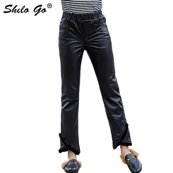 Streetwear Leather Pants Women Casual Concise Fur Spliced Elastic High Waist Sheepskin Genuine Leather Straight Pants Female
Streetwear Leather Pants Women Casual Concise Fur Spliced Elastic High Waist Sheepskin Genuine Leather Straight Pants Female