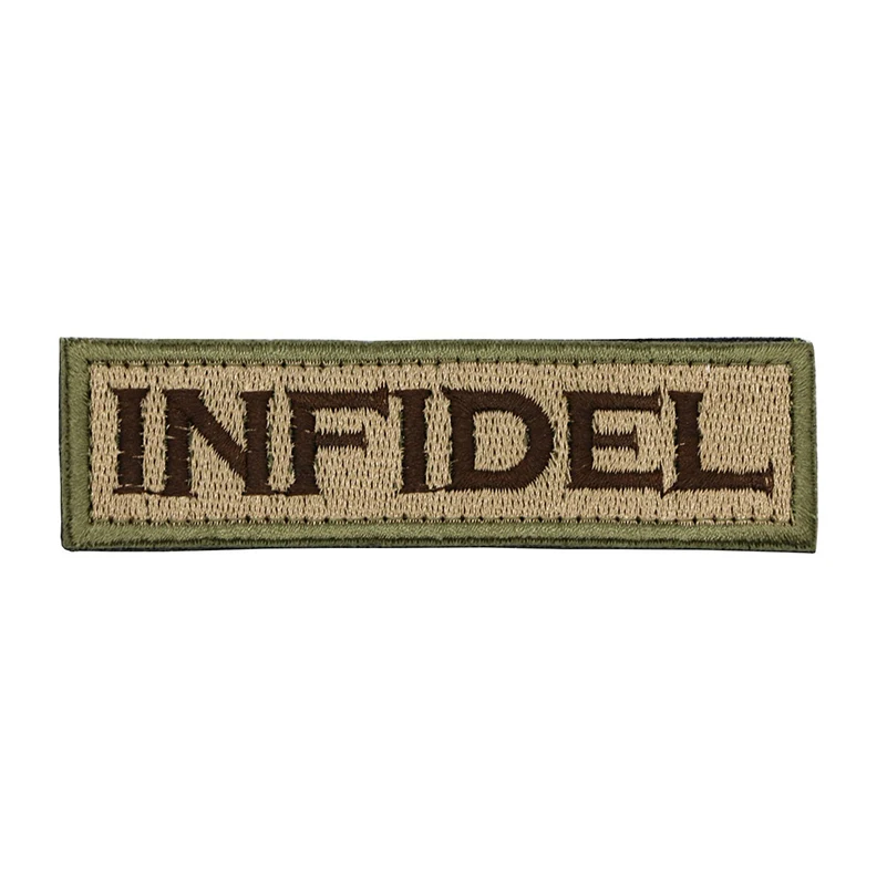 INFIDEL Embroidery Patch Morale Slogan Patches Military Army Embroidered Badges Tactical Applique Patches Emblem For Cap
INFIDEL Embroidery Patch Morale Slogan Patches Military Army Embroidered Badges Tactical Applique Patches Emblem For Cap