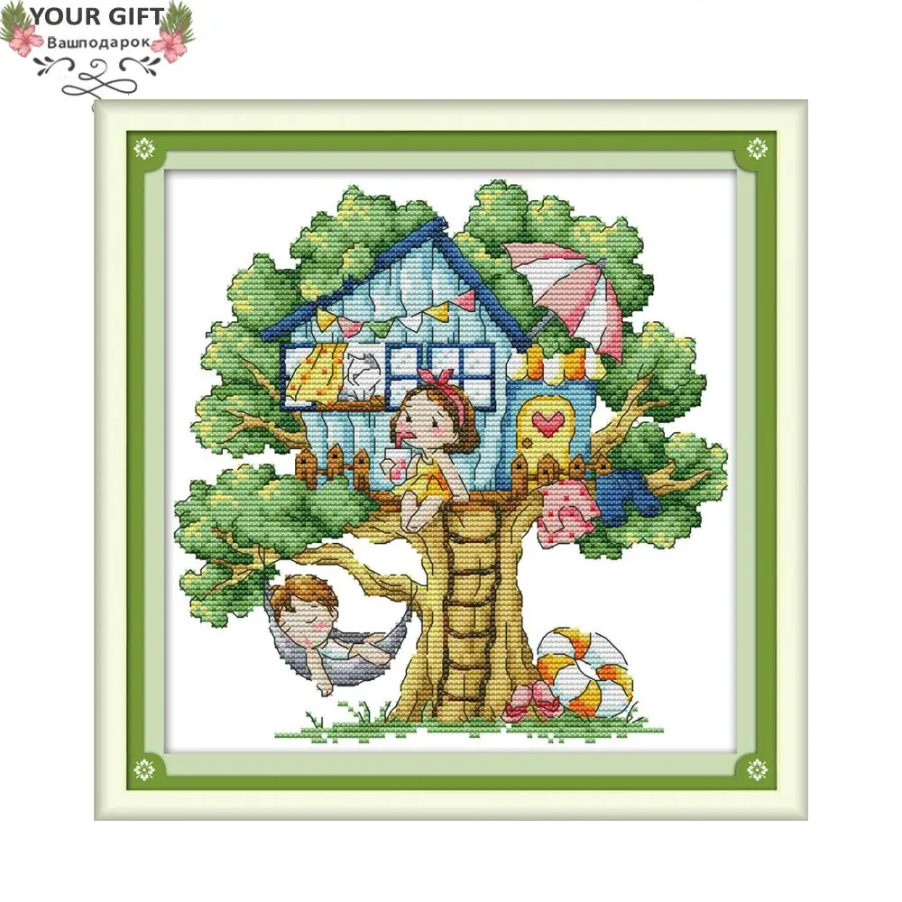 Joy Sunday C939 14CT 11CT Counted and Stamped Home Decor Summer Tree House Needlepoint Embroidery DIY Cross Stitch kits
Joy Sunday C939 14CT 11CT Counted and Stamped Home Decor Summer Tree House Needlepoint Embroidery DIY Cross Stitch kits
