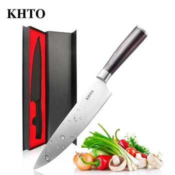 KHTO Kitchen Knife 8 inch Professional Chef Knives Japanese 7CR17 440C High Carbon Stainless Steel Meat Santoku Knife Pakka Wood
KHTO Kitchen Knife 8 inch Professional Chef Knives Japanese 7CR17 440C High Carbon Stainless Steel Meat Santoku Knife Pakka Wood