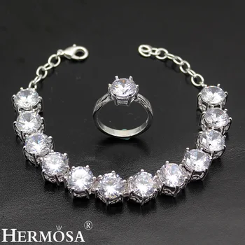 Super Shiny Round White Zircon Jewellery Sets Silver Color Bracelet Ring Size 6/8/9 Pretty Women Wedding Party Gift
Super Shiny Round White Zircon Jewellery Sets Silver Color Bracelet Ring Size 6/8/9 Pretty Women Wedding Party Gift