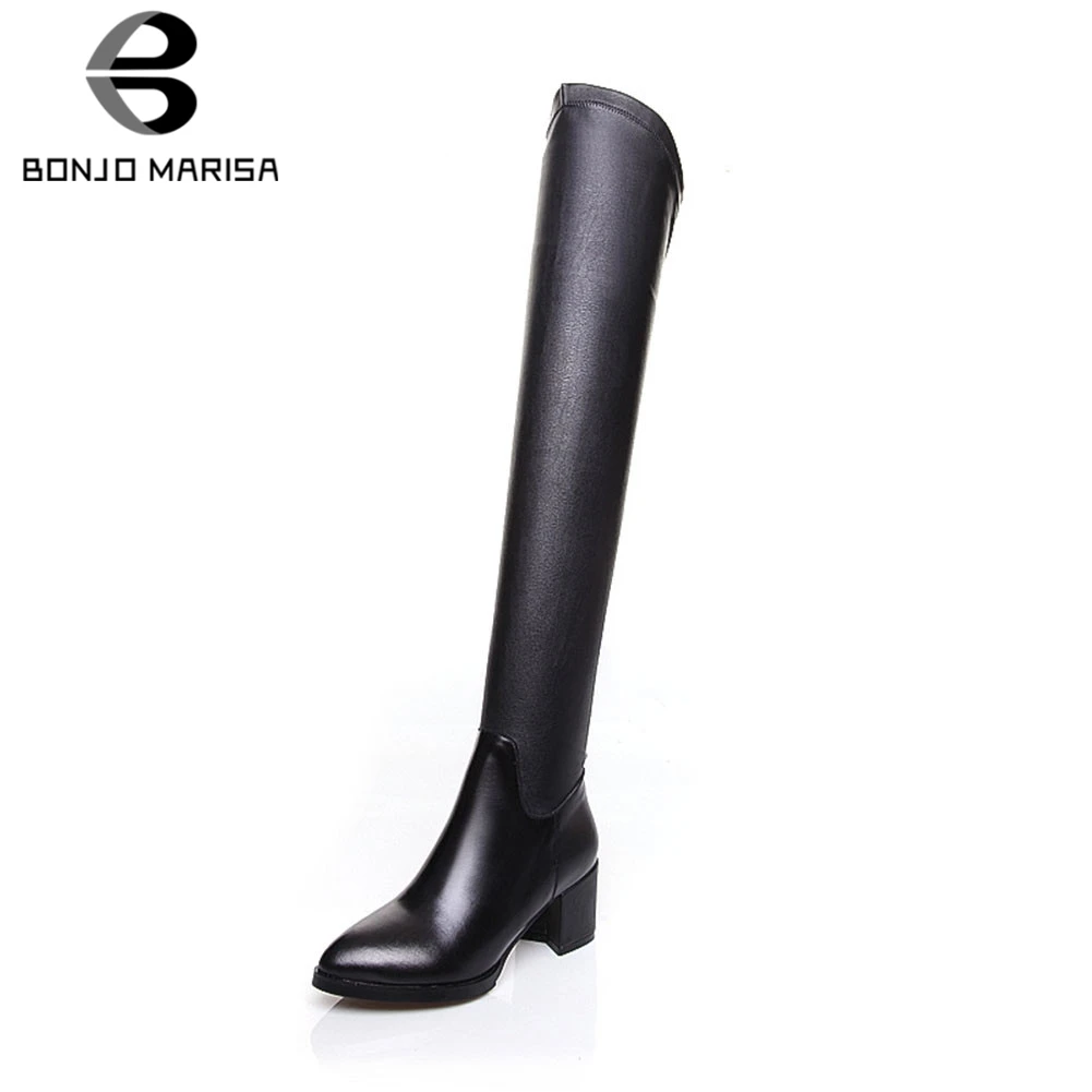 BONJOMARISA New Big Size 43 Women Genuine Leather High Heels Shoes Woman Office Autumn Sexy Over The Knee Thigh High Boots Women 
BONJOMARISA New Big Size 43 Women Genuine Leather High Heels Shoes Woman Office Autumn Sexy Over The Knee Thigh High Boots Women