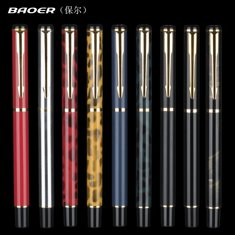 BAOER Gifts Pen Black Silver Business Metal Roller ball Pen 0.5mm Nib Gold Clip rollerball Pen office School Supplies
BAOER Gifts Pen Black Silver Business Metal Roller ball Pen 0.5mm Nib Gold Clip rollerball Pen office School Supplies