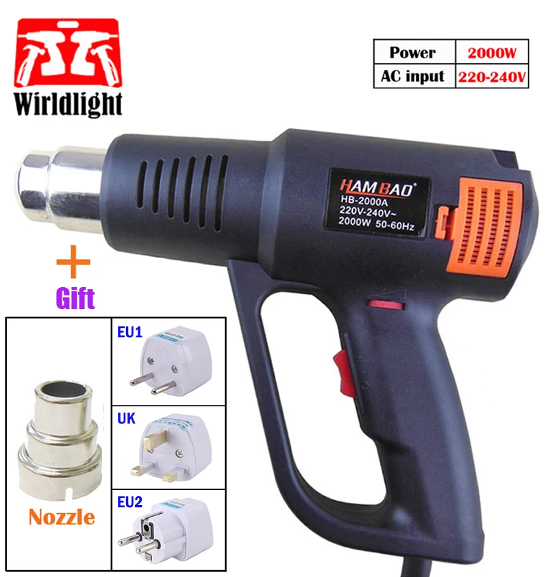 220V 2000W Industrial Hot Air gun shrink plastic welding Heat Gun Thermoregulator Temperature Adjustable heating gun EU/US Plug
220V 2000W Industrial Hot Air gun shrink plastic welding Heat Gun Thermoregulator Temperature Adjustable heating gun EU/US Plug