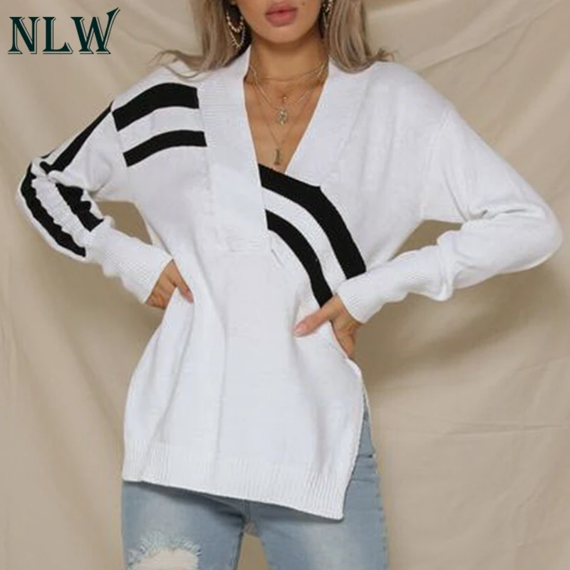 NLW Striped White Autumn Winter Sweater Women 2019 Long Patchwork Harajuku Sweaters Pullovers And Top Kniting Female Jumper
NLW Striped White Autumn Winter Sweater Women 2019 Long Patchwork Harajuku Sweaters Pullovers And Top Kniting Female Jumper