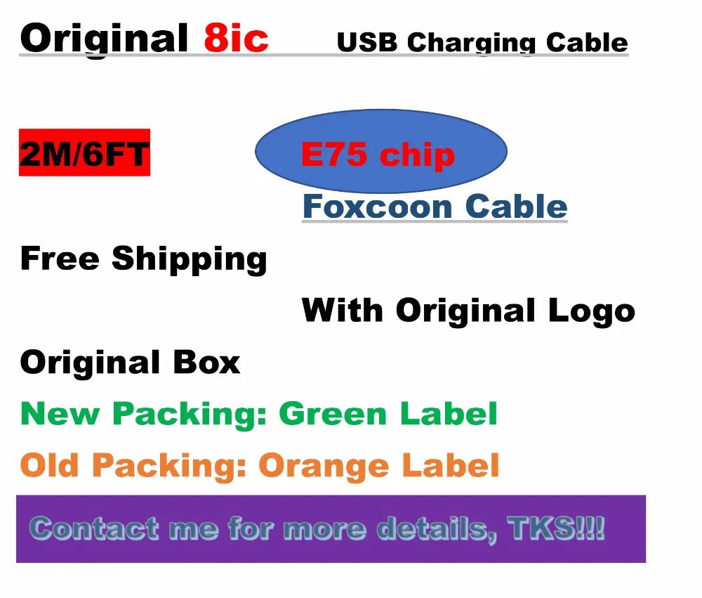 10Pcs/lot 2m/6ft Genuine Original OD:3.0mm 8ic E75 Chip Sync Data USB charger Cable for iphone XS Max X 8 7 6 6s plus 5s SE 5C
10Pcs/lot 2m/6ft Genuine Original OD:3.0mm 8ic E75 Chip Sync Data USB charger Cable for iphone XS Max X 8 7 6 6s plus 5s SE 5C