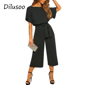 Dilusoo Solid Office Lady Jumpsuits Women Short Sleeve Bandage O-neck Casual Rompers Female 2019 Nine Pants Straight Jumpsuit
Dilusoo Solid Office Lady Jumpsuits Women Short Sleeve Bandage O-neck Casual Rompers Female 2019 Nine Pants Straight Jumpsuit