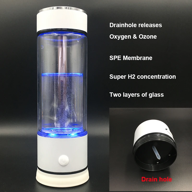 SPE PEM Hydrogen Water Ionizer Bottle With Drain Hole Release Ozone and