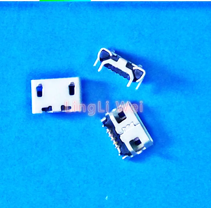 Image 100pcs Micro USB connector 5pin Ox horn no side female usb socket Flat mouth four legs socket Mini usb connector Free shipping