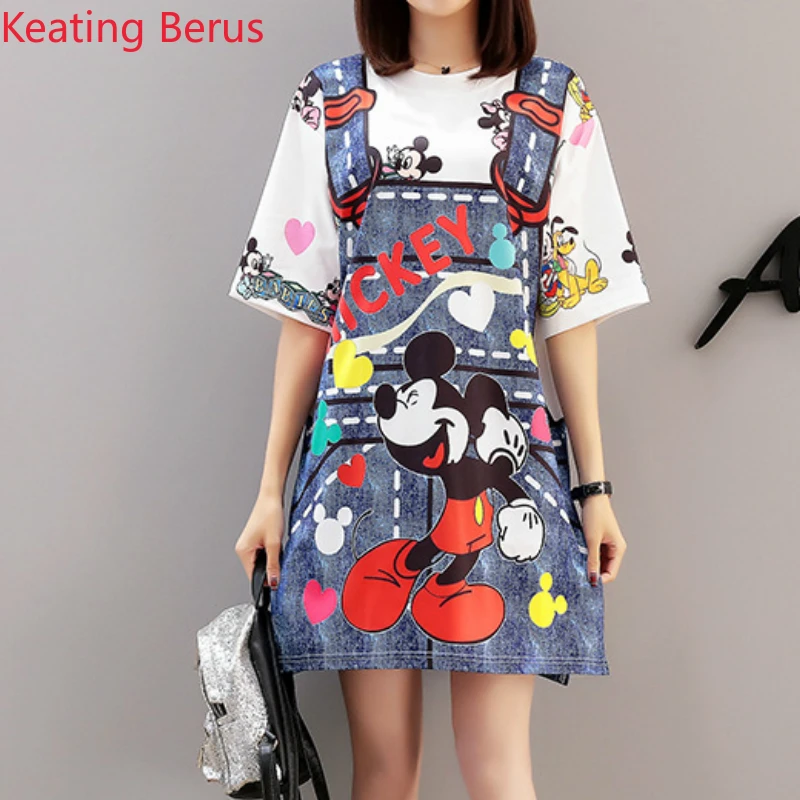 Summer Women's Long T-shirt Cute Mickey Mouse Cartoon Printing Round Neck Loose Fashion Ladies Tops Women Short-sleeved T-shirt
Summer Women's Long T-shirt Cute Mickey Mouse Cartoon Printing Round Neck Loose Fashion Ladies Tops Women Short-sleeved T-shirt