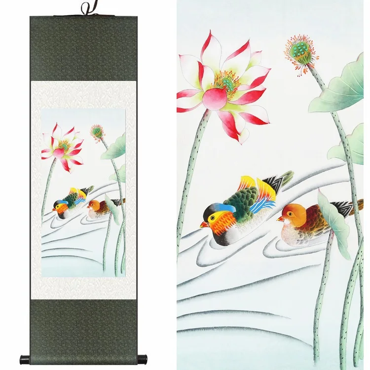 Traditional Chinese Silk watercolor flower birds ink Lotus mandarin ducks art canvas wall picture damask framed scroll paintings
Traditional Chinese Silk watercolor flower birds ink Lotus mandarin ducks art canvas wall picture damask framed scroll paintings