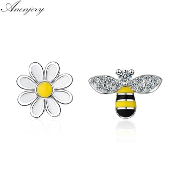 Anenjery Lovely Asymmetric Bee Sun Flower Zircon Earrings For Women Girl Silver Color Earrings boucle d'oreille S-E644
Anenjery Lovely Asymmetric Bee Sun Flower Zircon Earrings For Women Girl Silver Color Earrings boucle d'oreille S-E644