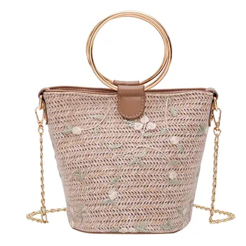 Fashion Women Weave Embroidery Flower Bucket Bag Crossbody Shoulder Bags Summer Straw Bag bolso de mujer G
Fashion Women Weave Embroidery Flower Bucket Bag Crossbody Shoulder Bags Summer Straw Bag bolso de mujer G