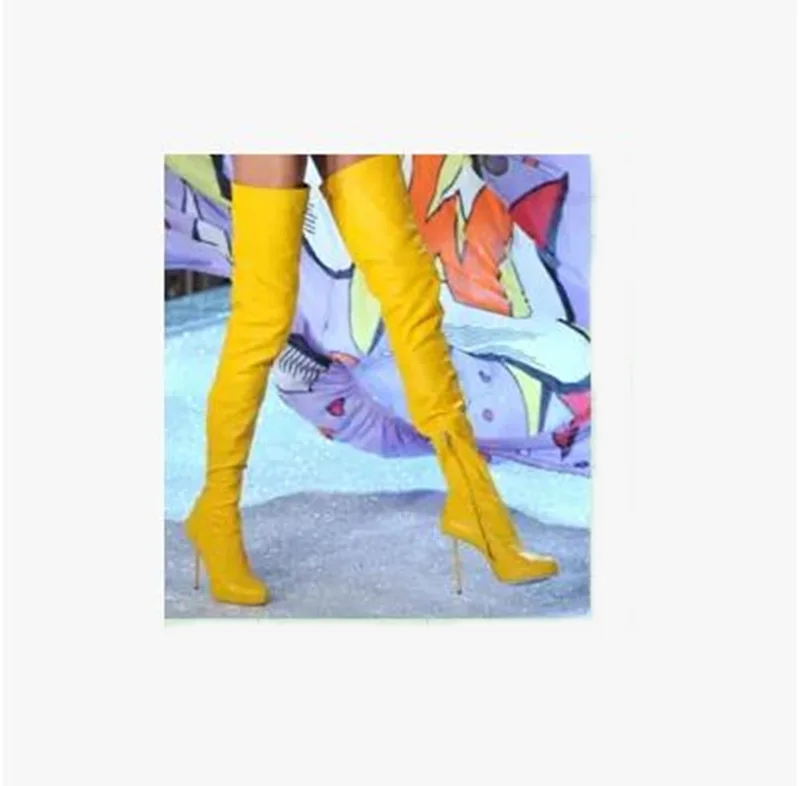2018 Newest Fashion Yellow Leather Zipper Heel Over-the-Knee Boot Thigh High Design Pointed Toe Boot Long Sexy Party Boot
2018 Newest Fashion Yellow Leather Zipper Heel Over-the-Knee Boot Thigh High Design Pointed Toe Boot Long Sexy Party Boot