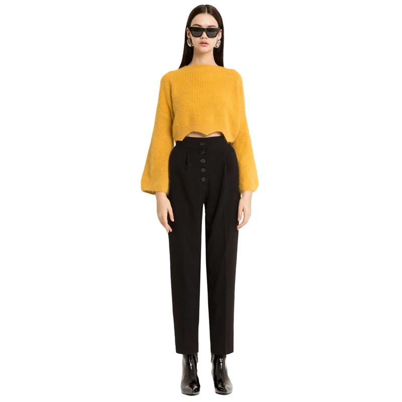 Black high waisted button fly straight leg trousers for women ladies elegant OL offical cigarette pants with pockets for work
Black high waisted button fly straight leg trousers for women ladies elegant OL offical cigarette pants with pockets for work