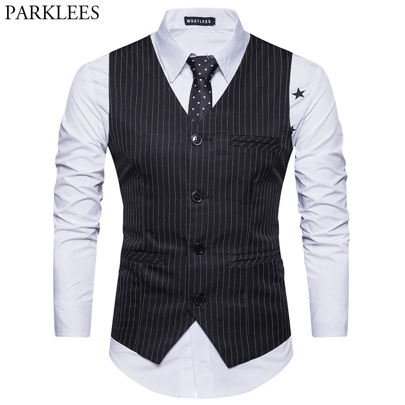 Classic V Neck Sleeveless Waistcoat Men 2018 Spring New Vertical Striped Suit Vest Mens Slim Fit Wedding Business Brand Vests
Classic V Neck Sleeveless Waistcoat Men 2018 Spring New Vertical Striped Suit Vest Mens Slim Fit Wedding Business Brand Vests