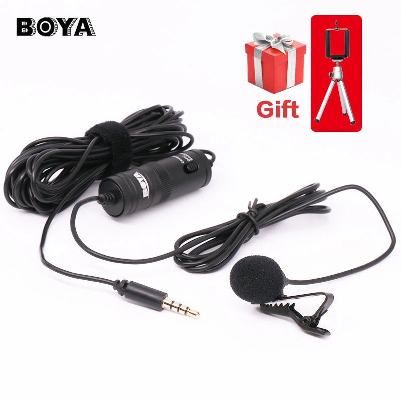 Image BOYA Lavalier Omnidirectional Condenser Microphone for Canon Nikon Sony,for iPhone 6s Plus DSLR Camcorder Audio Recorders BY M1