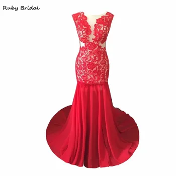Ruby Bridal 2017 Vestido De Festa Long Mermaid Evening Dresses Red Chiffon Appliques Cap Sleeves Backless Party Prom Gown KE37
Ruby Bridal 2017 Vestido De Festa Long Mermaid Evening Dresses Red Chiffon Appliques Cap Sleeves Backless Party Prom Gown KE37