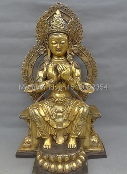26" Tibet Bronze Gilt Buddhist Bless Maitreya Buddha Statue Tara Kwan-Yin Joss 
26" Tibet Bronze Gilt Buddhist Bless Maitreya Buddha Statue Tara Kwan-Yin Joss