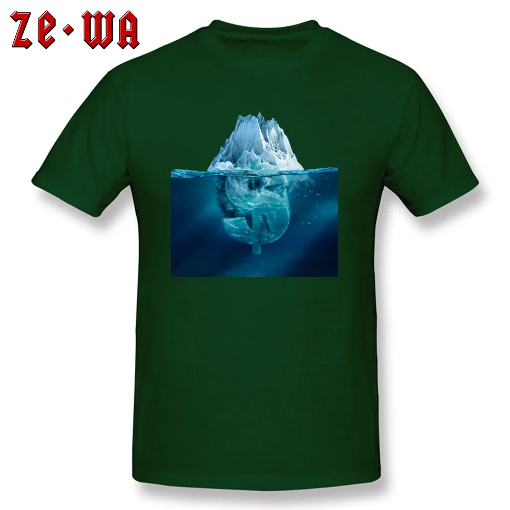 Birthday T Shirts Funky Round Collar Creative Iceberg currency symbol 100% Cotton Men Tees Custom Short Sleeve T Shirt Creative Iceberg currency symbol dark