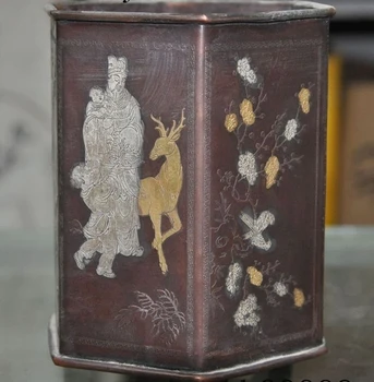chinese buddhism bronze Fu Lu Shou 3 god deer bird statue Brush Pot Pencil Vase
chinese buddhism bronze Fu Lu Shou 3 god deer bird statue Brush Pot Pencil Vase